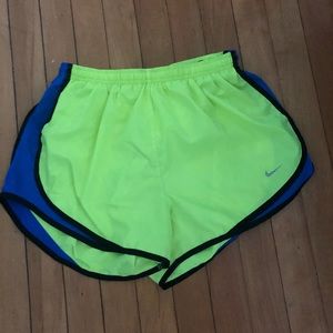Neon Nike Dri-FIT running shorts, women’s Large